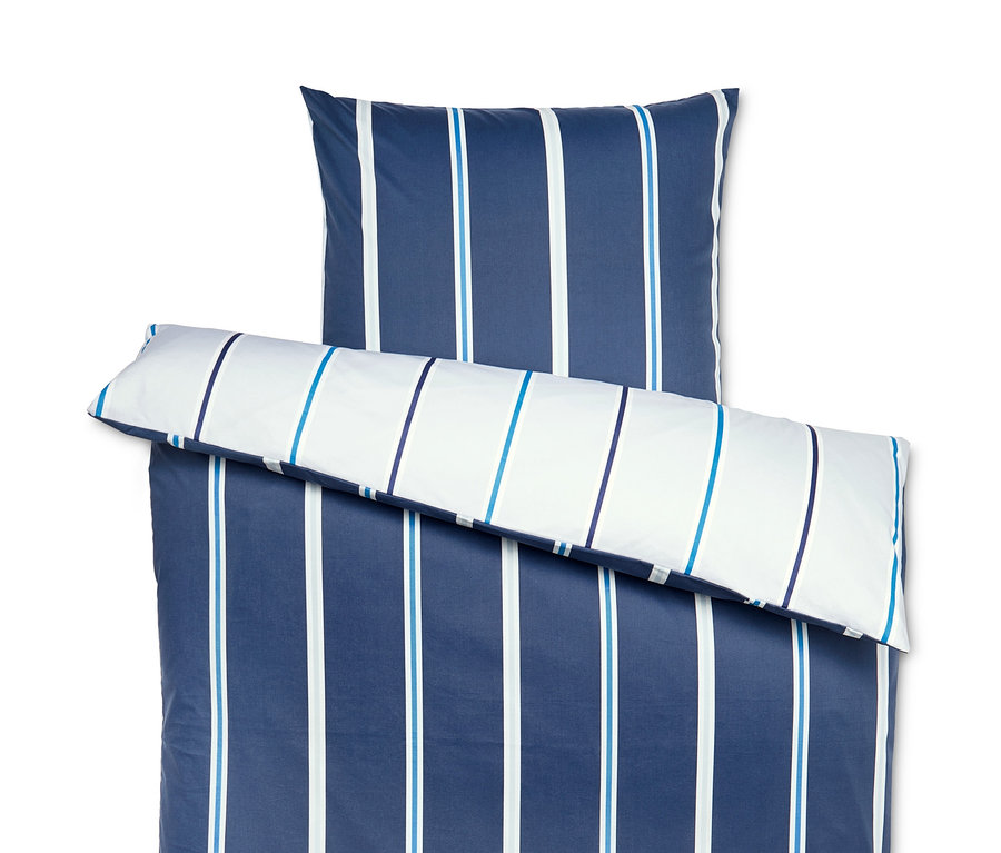 Modrá a biela pruhovaná obojstranná posteľná bielizeň renforcé.