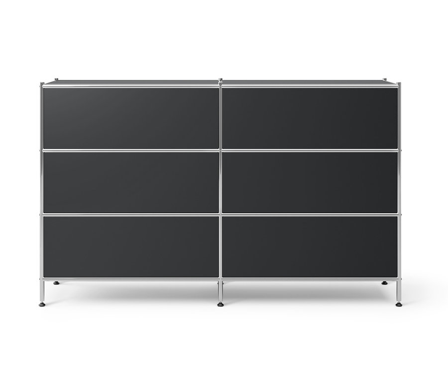 Čierna kovová komoda »CN3« so 6 zásuvkami.