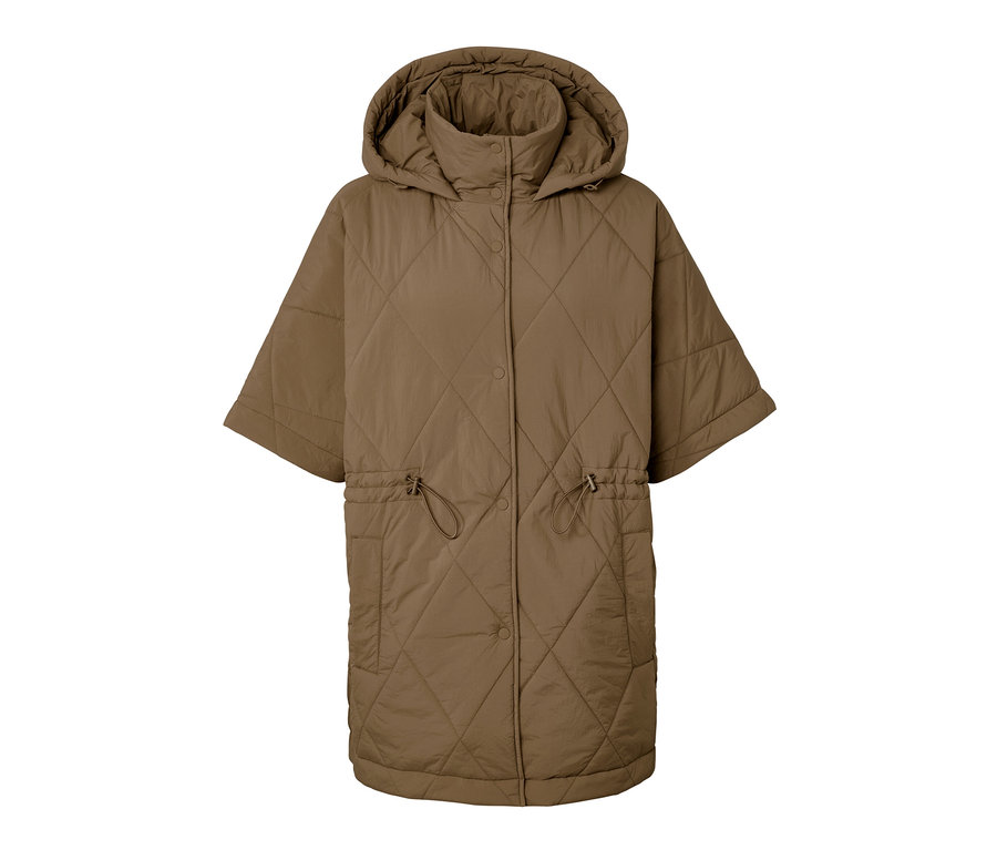 Prešívané pončo s kapucňou.