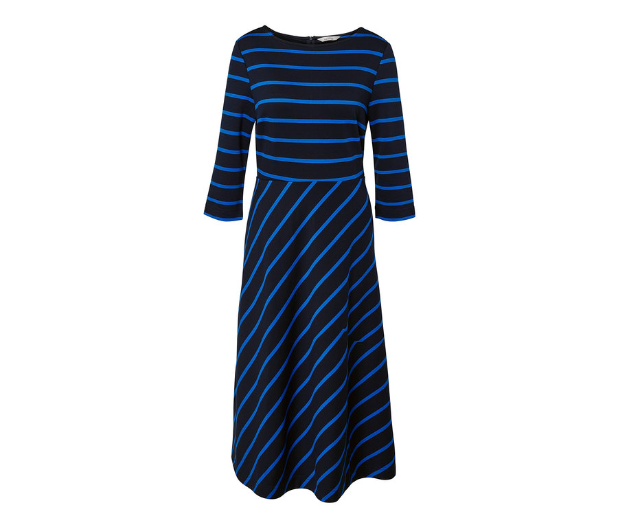 Detail prúžkovaných džersejových šiat.