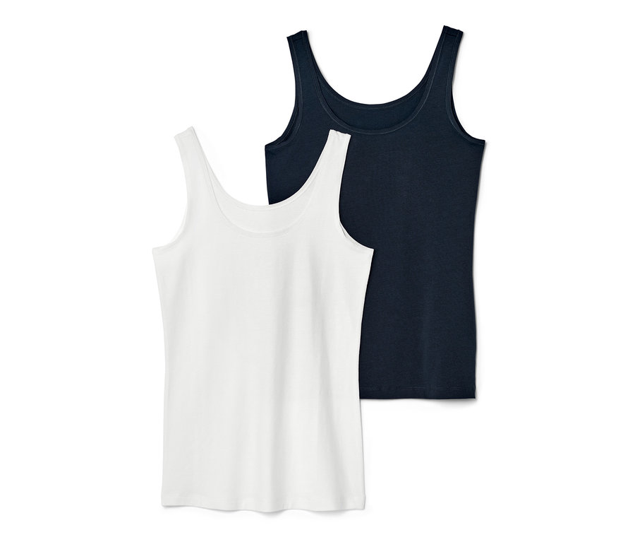 Dve tielka: jedno biele, druhé tmavomodré.