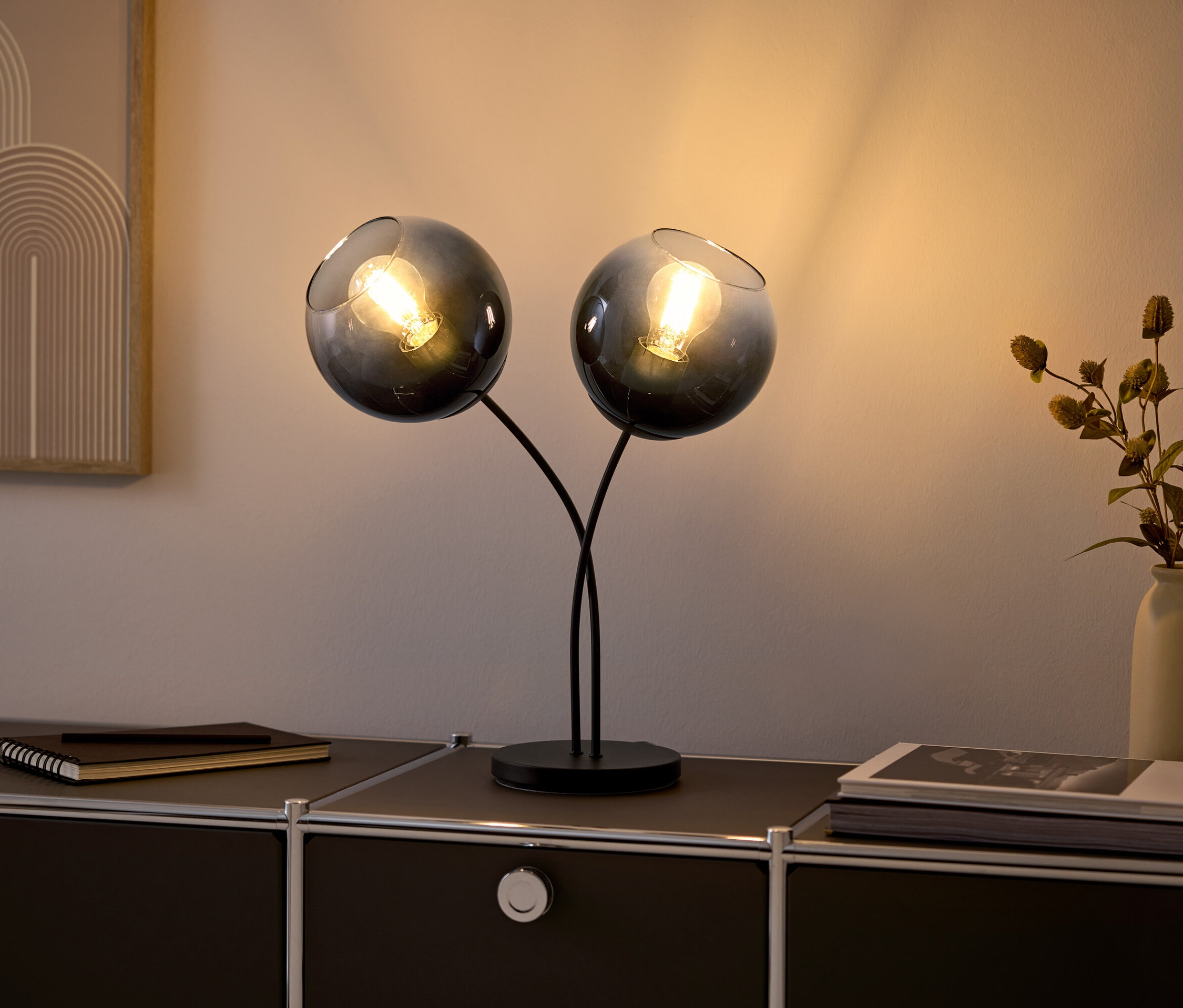Tchibo - Stolová lampa s tienidlami zo zadymeného skla