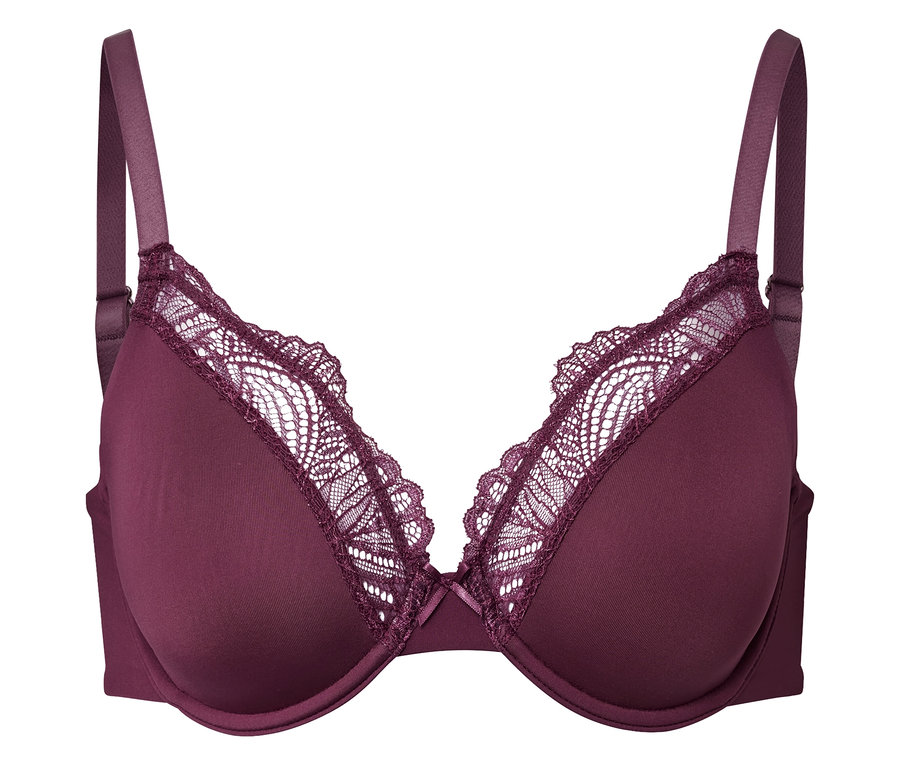 Bordová podprsenka s kosticami.