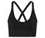 Čierna športová podprsenka so skríženými ramienkami na chrbte.
