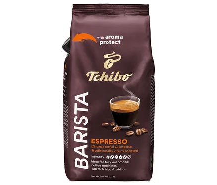 Balenie zrnkovej kávy Barista Espresso s obrázkom šálky espressa.