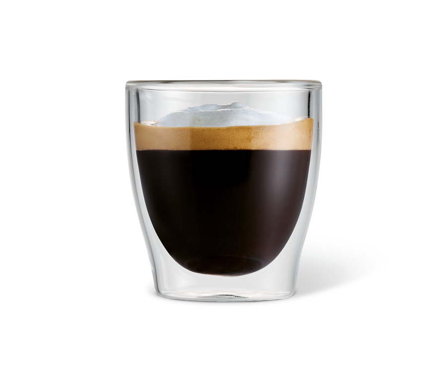 Espresso v 2 dvojstenných pohároch.