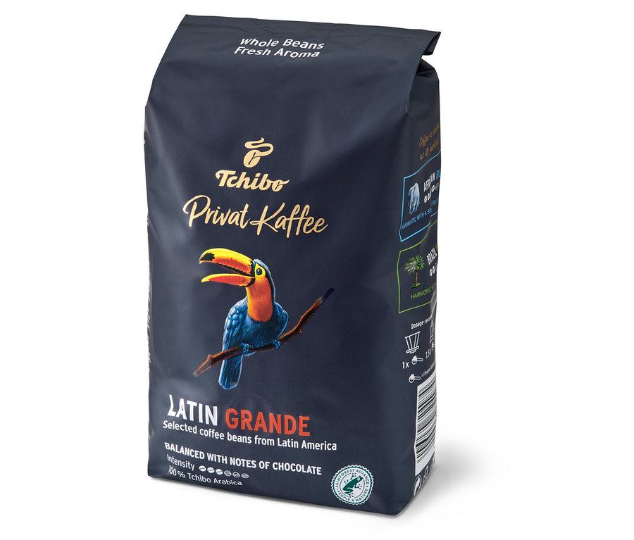 Balenie zrnkovej kávy Privat Kaffee Latin Grande – 500 g.