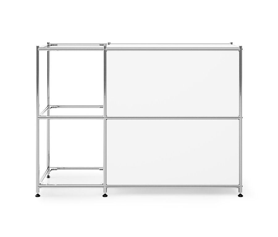 Biela kovová odkladacia skrinka »CN3« s 2 výklopnými priehradkami.