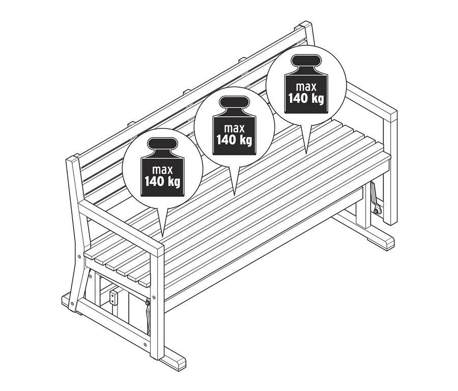 Ilustrácia Schaukelbank s maximálnou nosnosťou 140 kg.