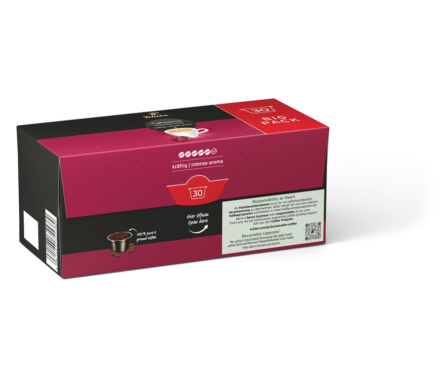 Balenie Cafissimo Espresso kräftig s 30 kapsulami. Obal je fialovo-čierny.