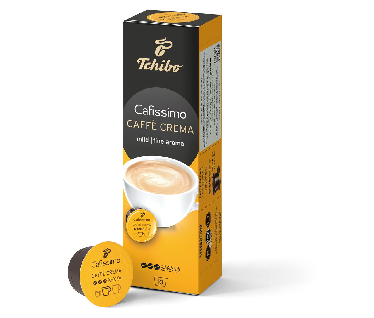 Balenie Cafissimo Caffè Crema mild a kapsula. Balenie obsahuje 10 kapsúl.