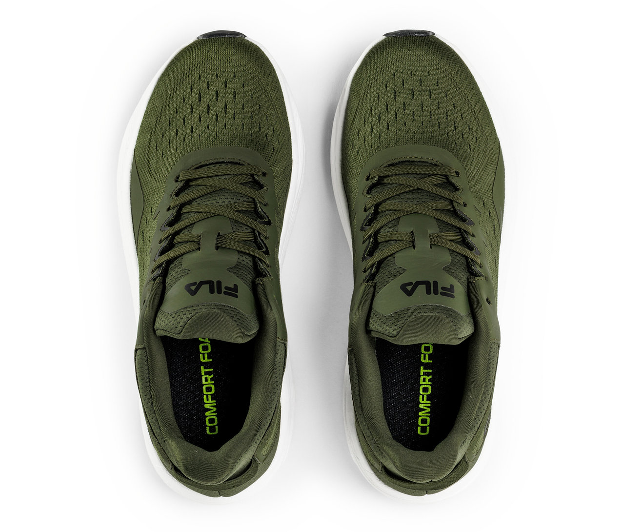 Pohľad zhora na pár pánskych tenisiek FILA Retron, beetle-white.