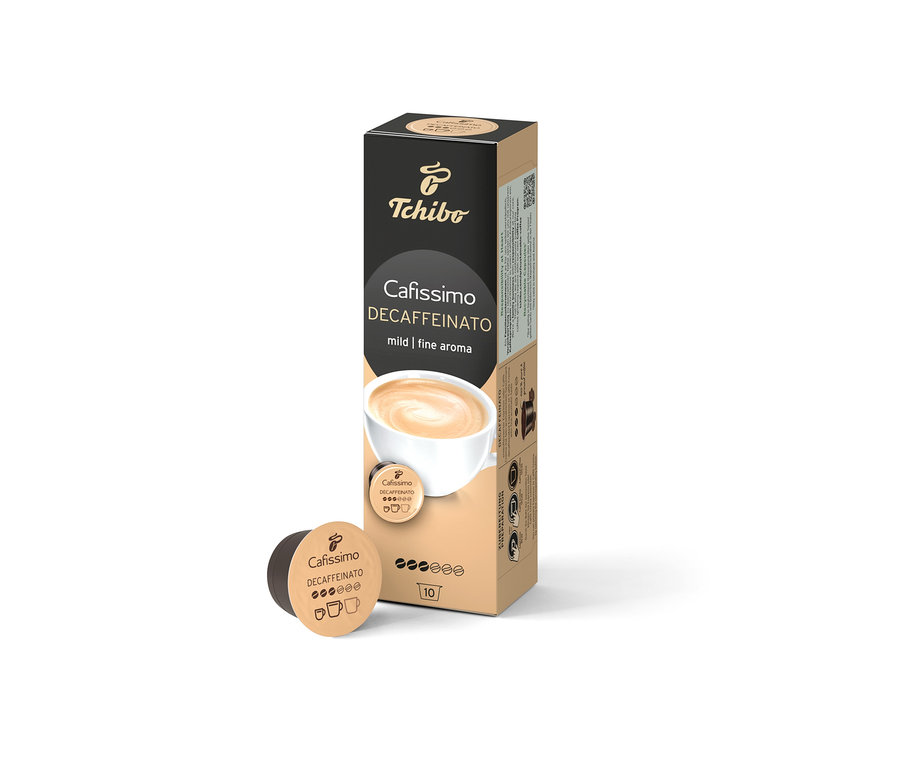 Balenie Cafissimo Decaffeinato vedľa jednej kapsuly.