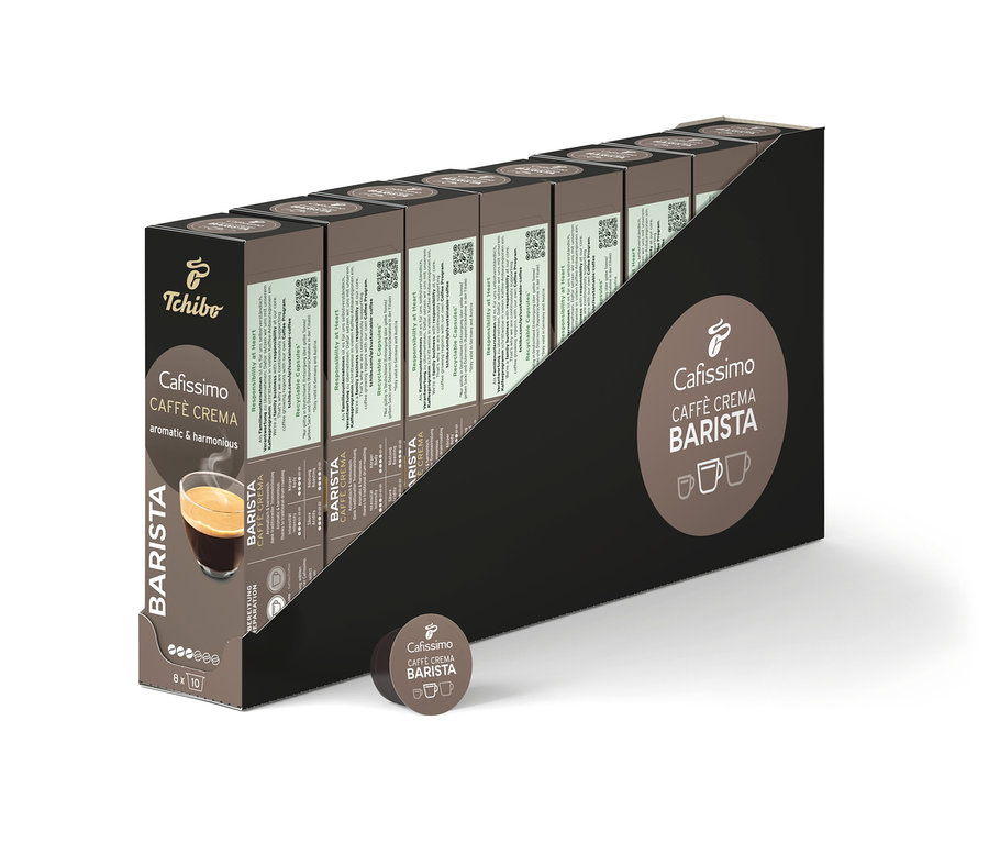 Rad balení kávových kapsúl Cafissimo BARISTA Caffè Crema.