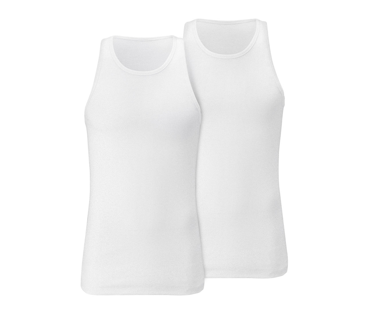 Dve biele tielka z jemnej rebrovanej pleteniny.