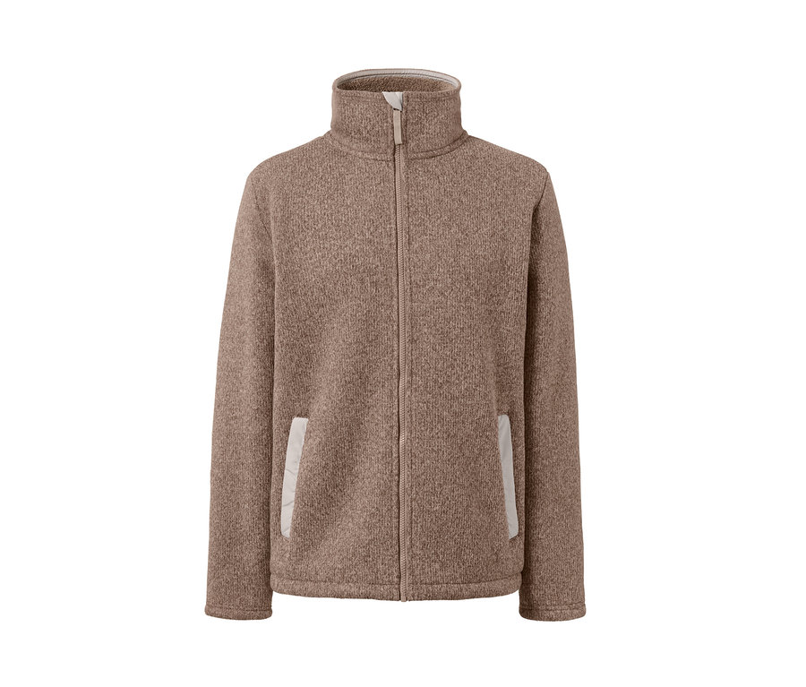 Hnedá termobunda z pleteného flísu so zipsom uprostred.