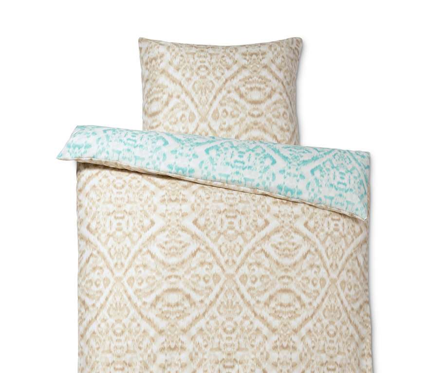 Súprava posteľnej bielizne z mikrovlákna s béžovým a bielym vzorom.