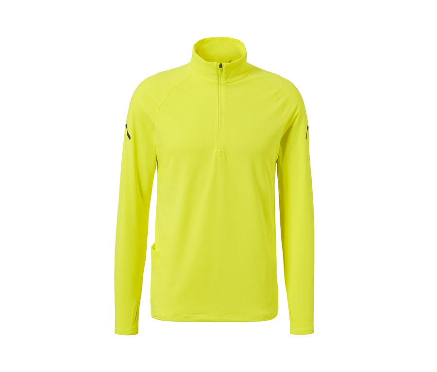 Žlté funkčné termotričko s dlhým rukávom a krátkym zipsom.