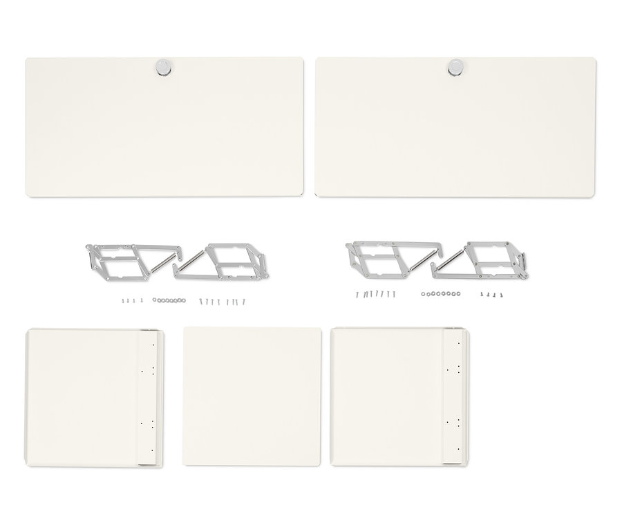 Súprava bielych kovových výklopných dvierok »CN3«.