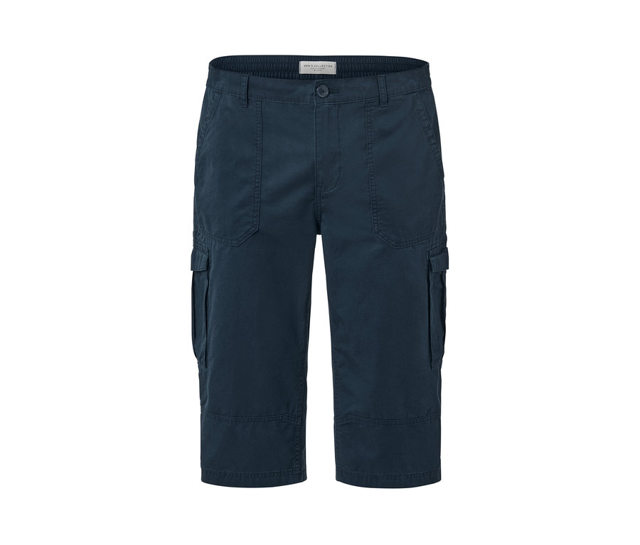 Námornícka modrá cargo bermudy s trojštvrťovou dĺžkou.