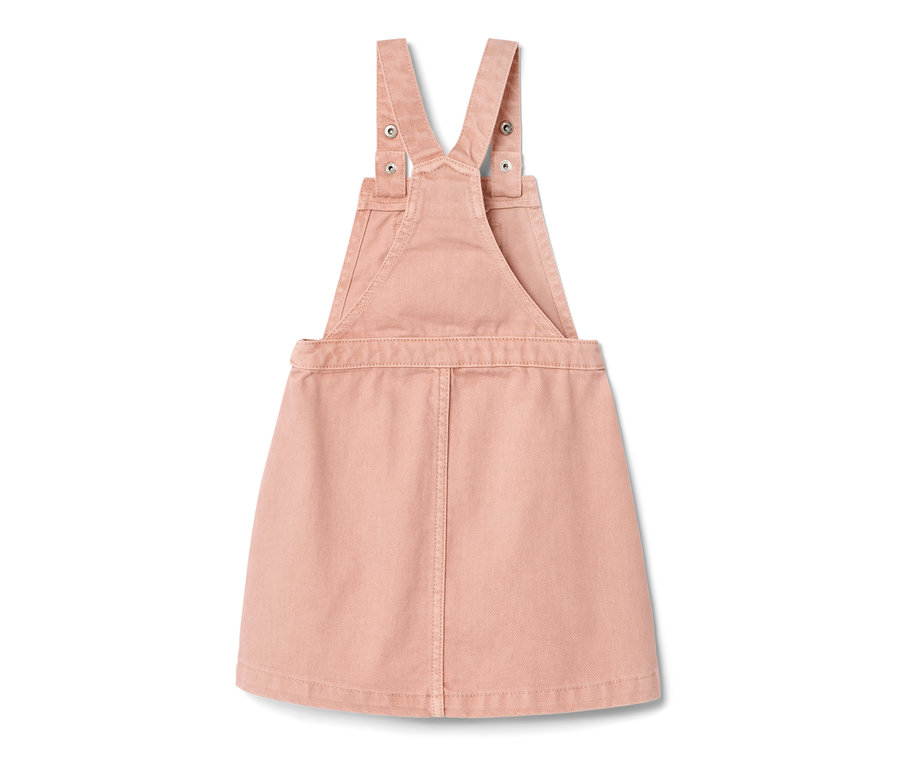 Ružové detské šaty s náprsenkou.