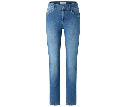 Svetlomodré džínsy Angels »Cici Push-Up«, Slim Fit na bielom pozadí.