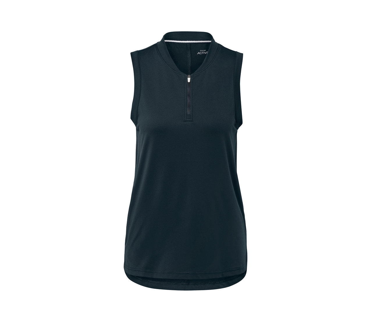 Tmavomodrý funkčný top s krátkym zipsom.