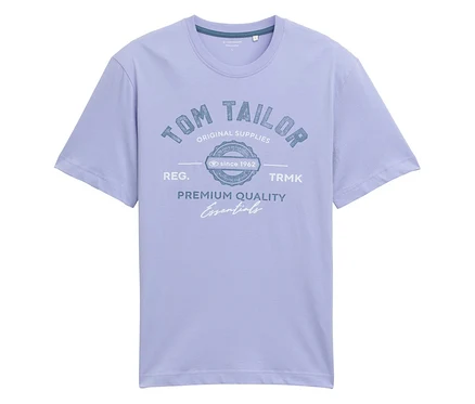 Svetlomodré tričko s potlačou "Tom Tailor Original Supplies" a nápisom "Premium Quality Essentials".
