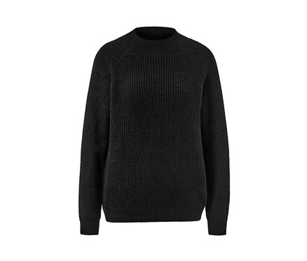 Pulóver z hrubej pleteniny so stojačikom, čierny