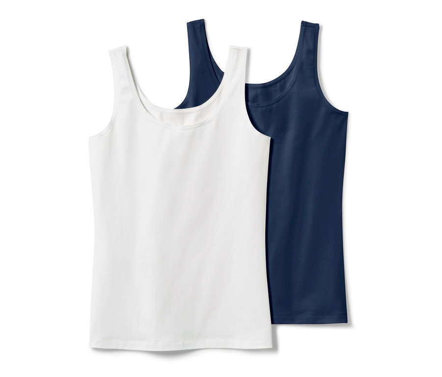 Dve tielka, tmavomodré a biele.