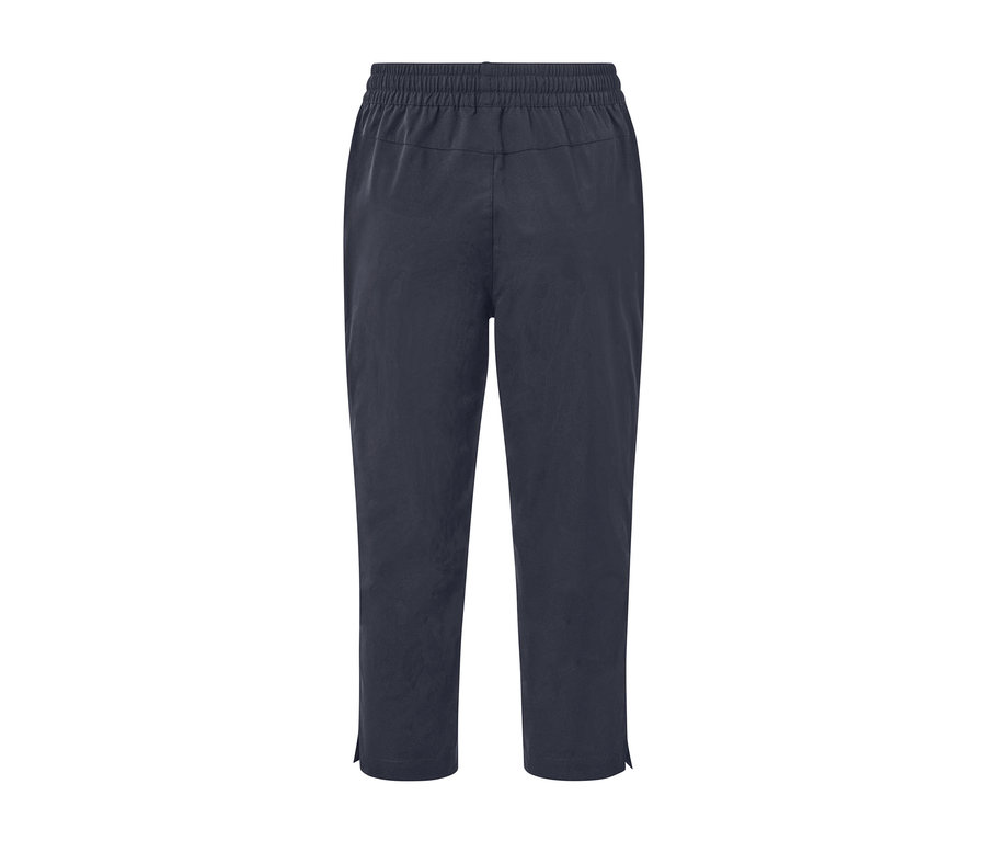 Tmavo modré softshellové funkčné capri s elastickým pásom.