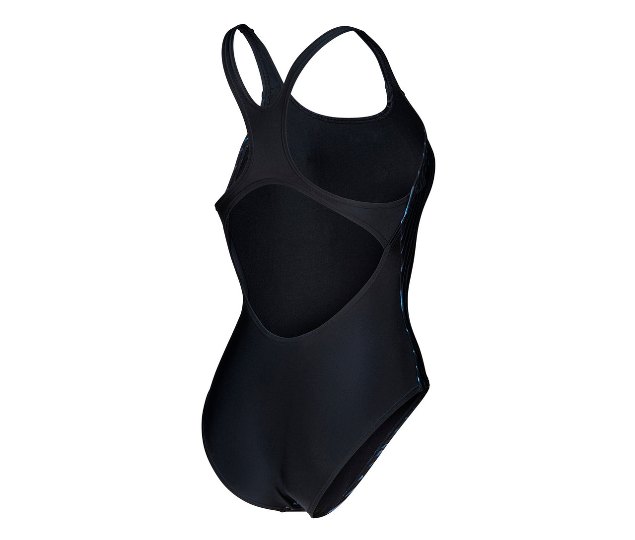 Detailný pohľad zozadu na dámske plavky arena Feel Hyacinth Swim Pro Back Badeanzug.