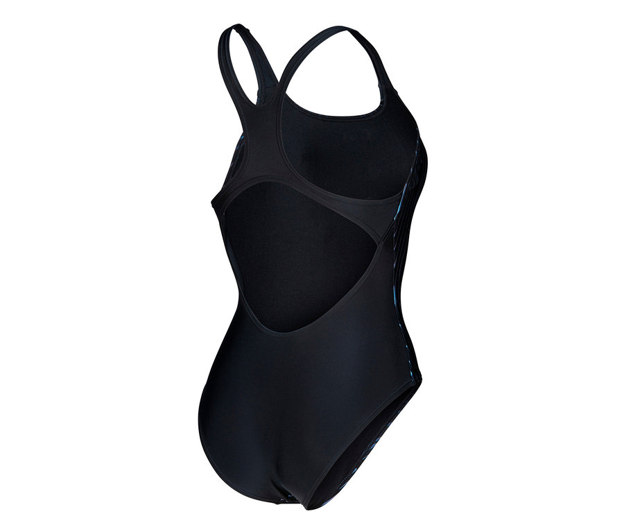 Detailný pohľad zozadu na dámske plavky arena Feel Hyacinth Swim Pro Back Badeanzug.