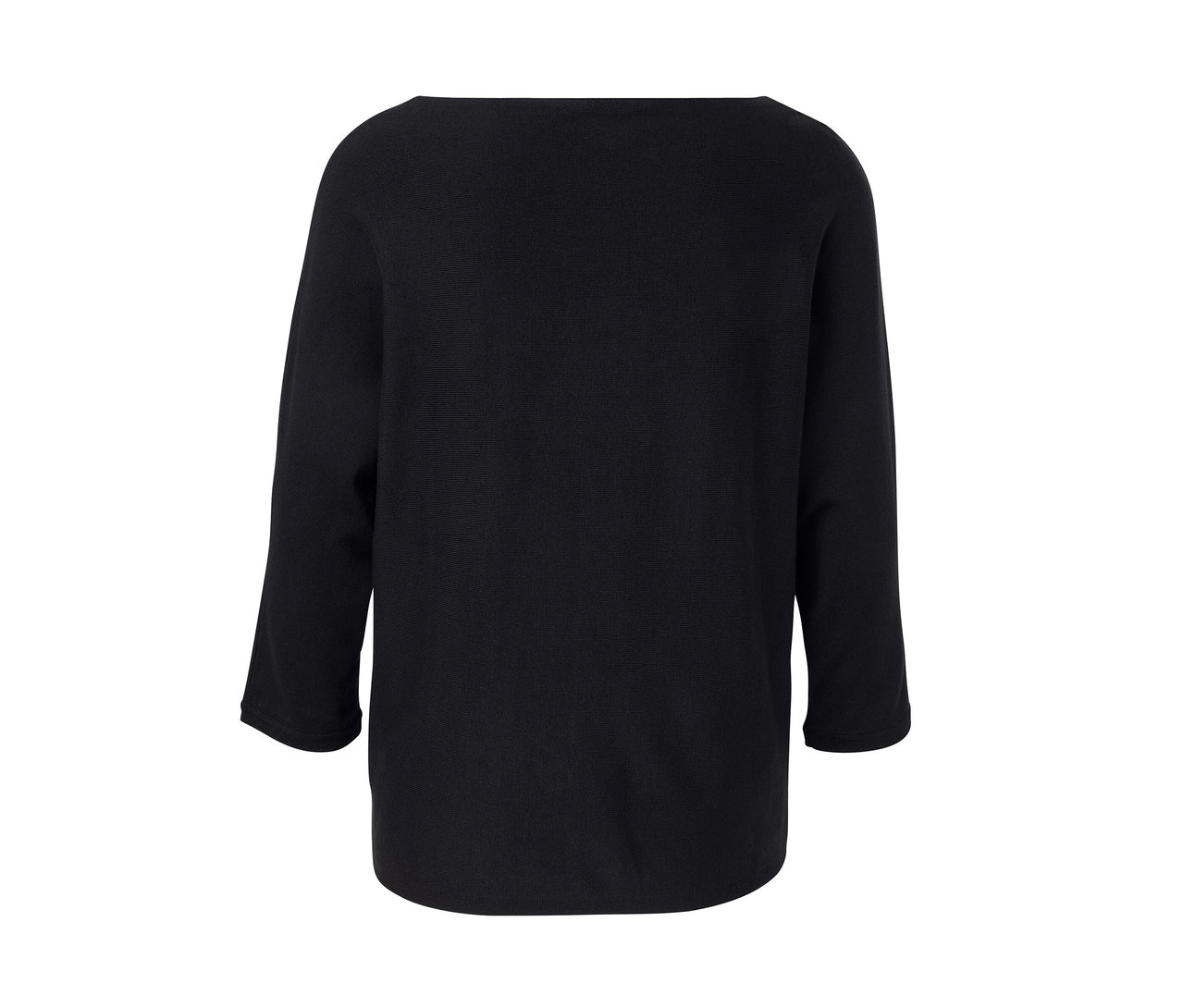 Čierny pulóver z jemného úpletu s trojštvrťovými rukávmi.