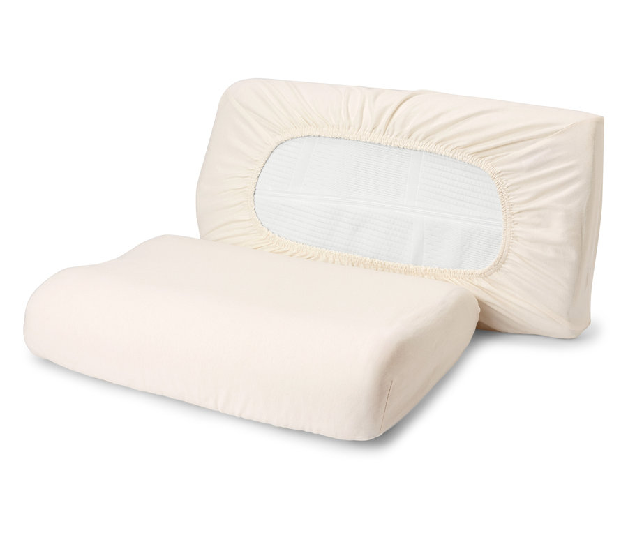 Dva krémovo biele džersejové obliečky na vankúš na krk.