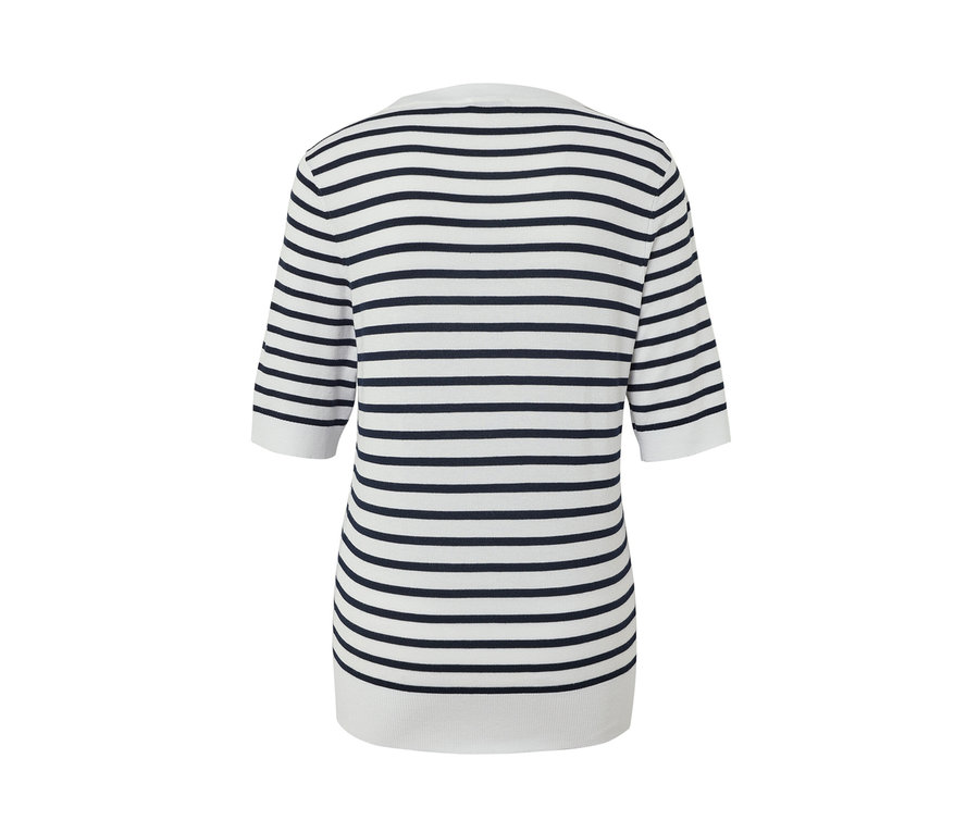 Pruhovaný pulóver z jemného úpletu, tmavomodrý.