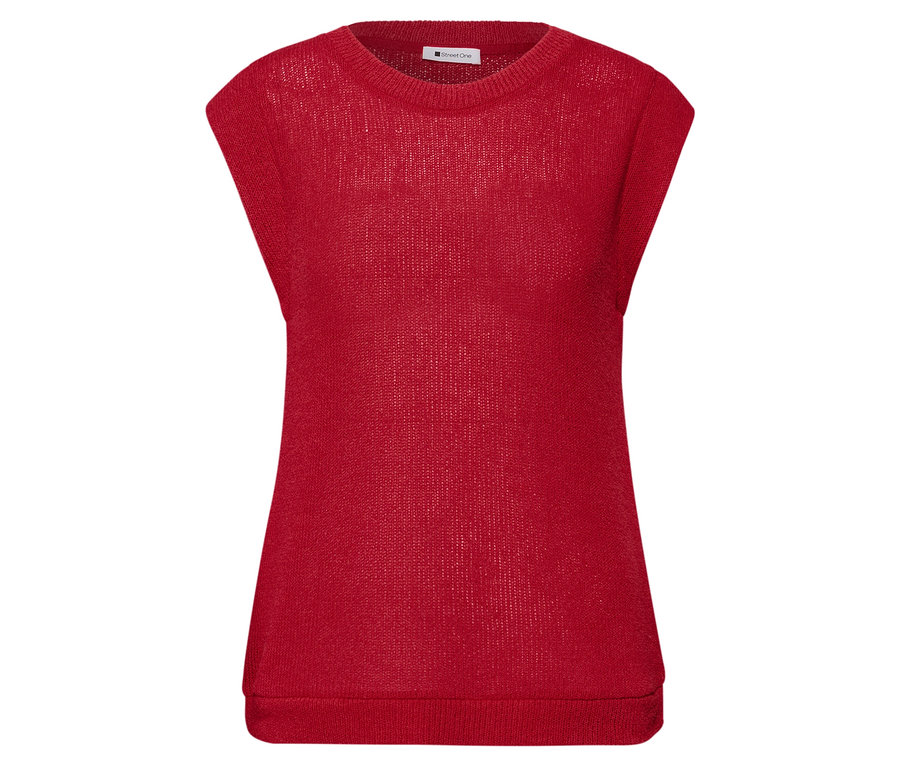 Červené tričko Street One je bez rukávov a má okrúhly výstrih.