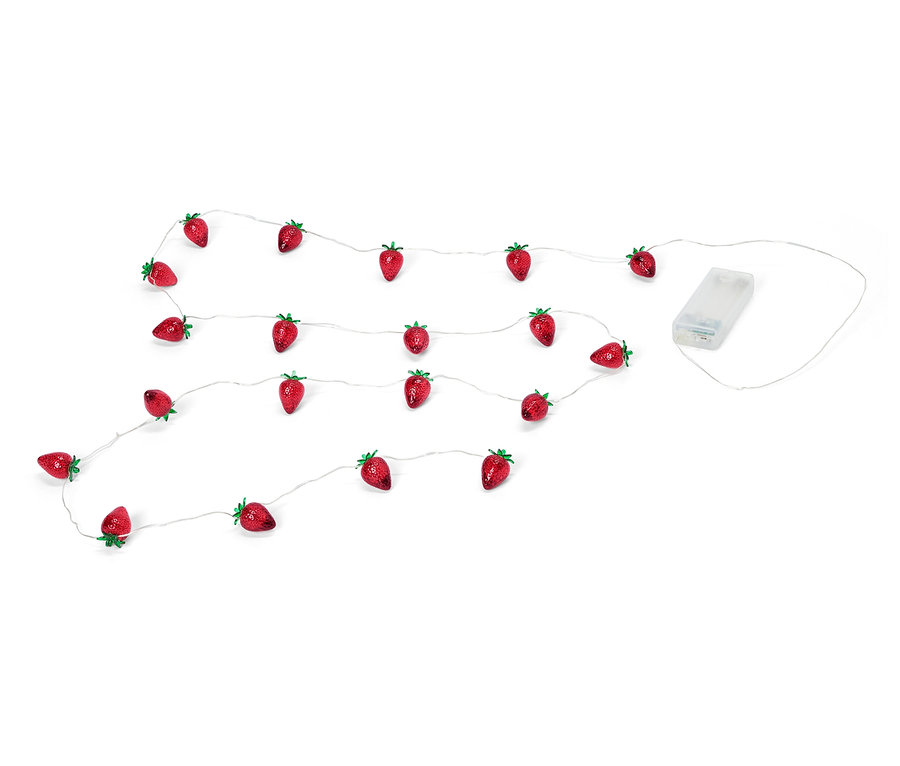 Svetielka v tvare jahôd na bielom pozadí.