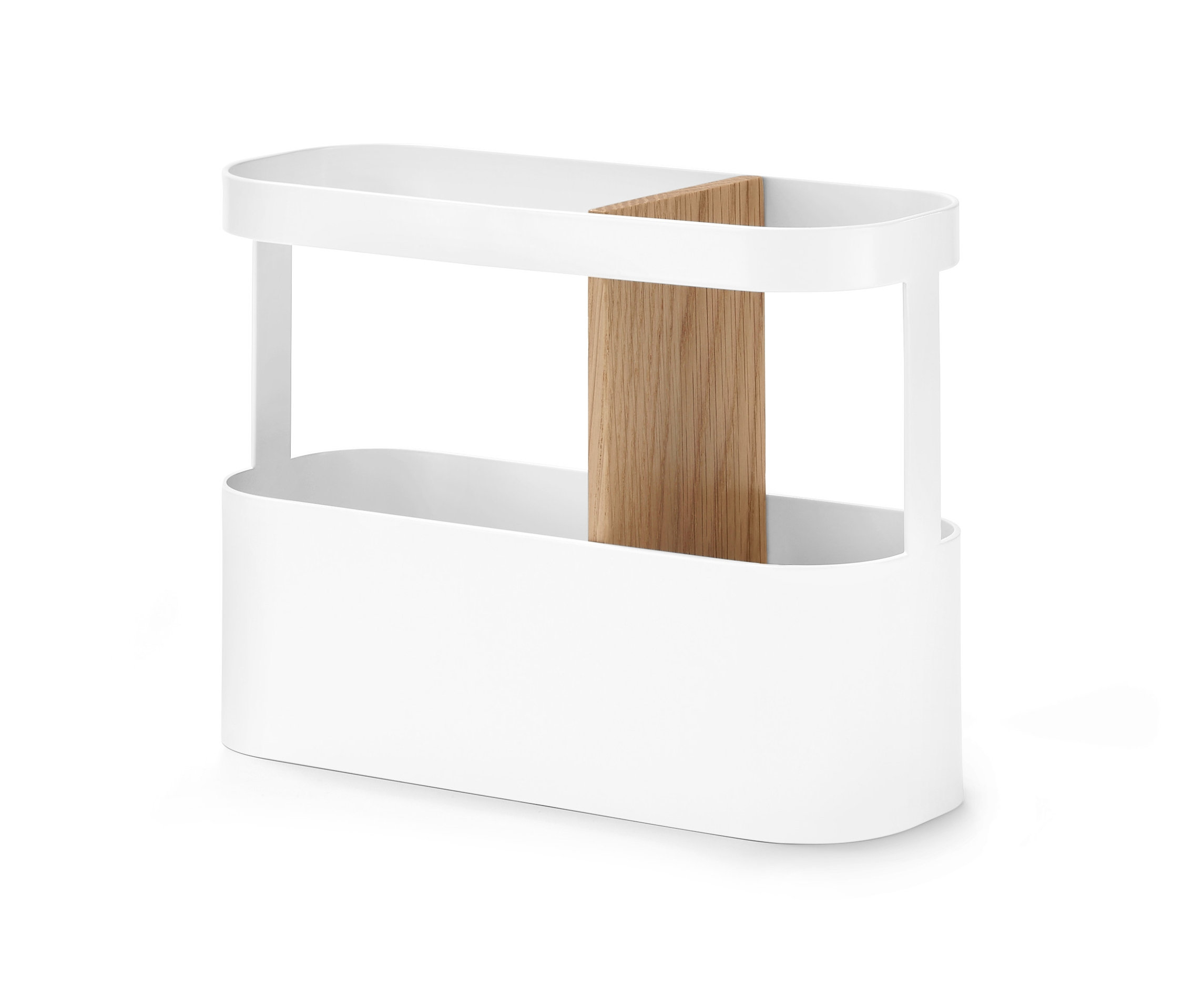 Biely stojan na kuchynské potreby.