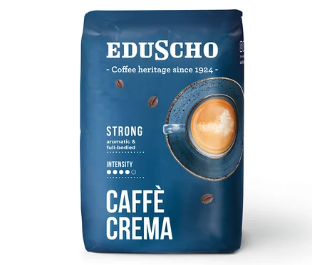 Modré balenie zrnkovej kávy EDU Crema Strong 500g.
