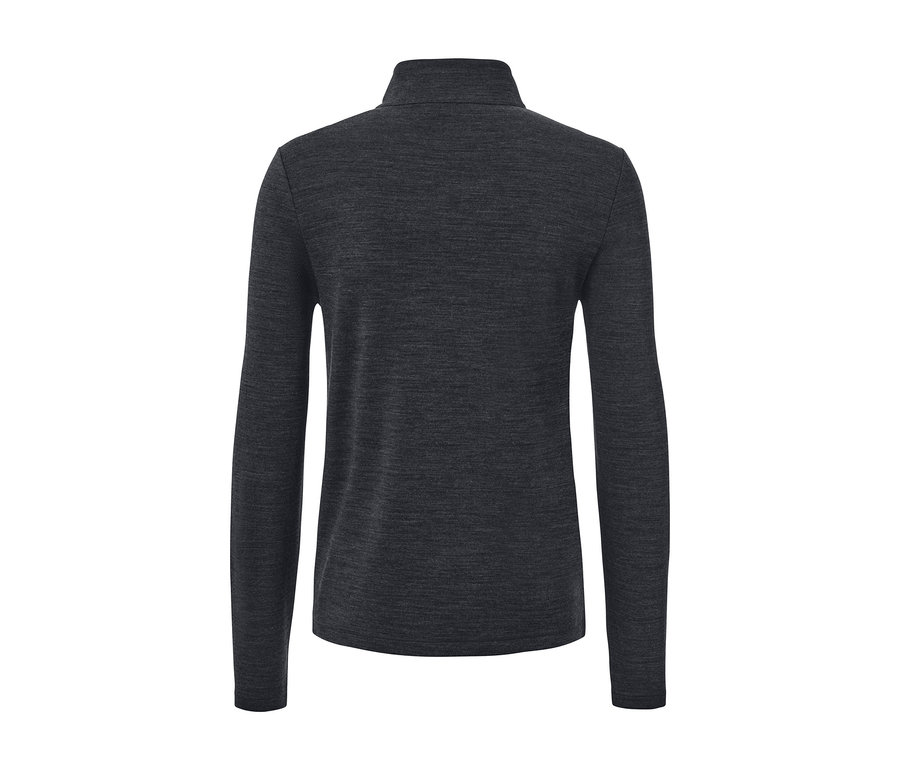 Tmavosivé funkčné tričko s dlhým rukávom a vlnou s certifikátom RWS, pohľad zozadu.