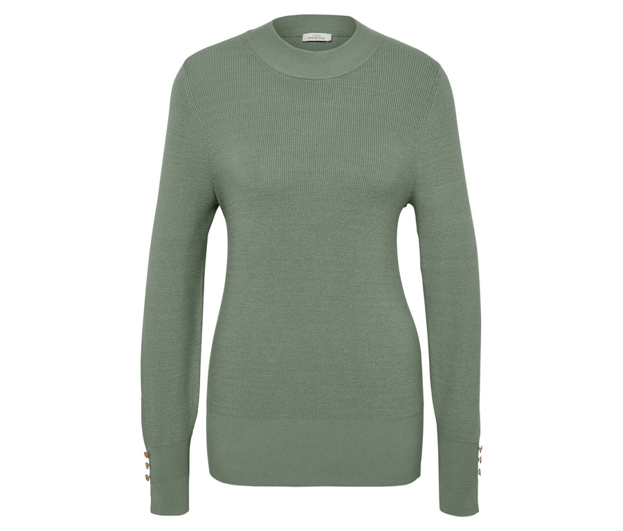 Jemný pletený sveter, šalviový.