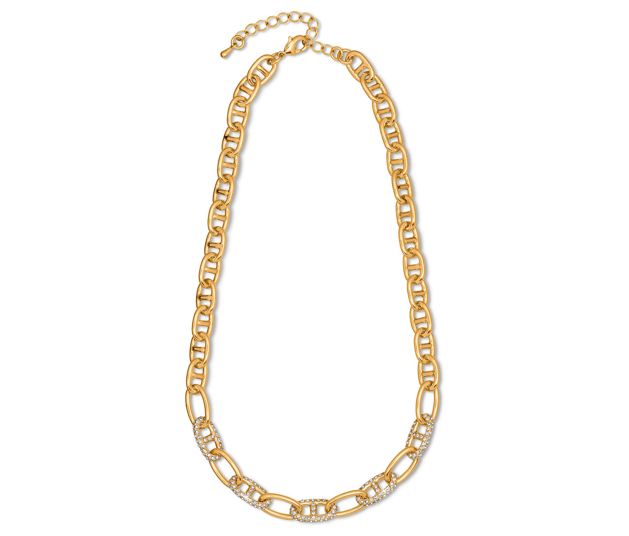 Zlatý náhrdelník s retiazkou a ozdobnými kamienkami.