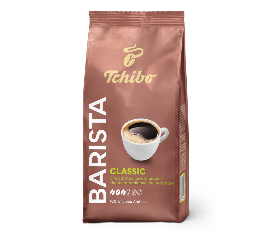 Balenie mletej kávy Tchibo Barista Classic s obrázkom šálky kávy.