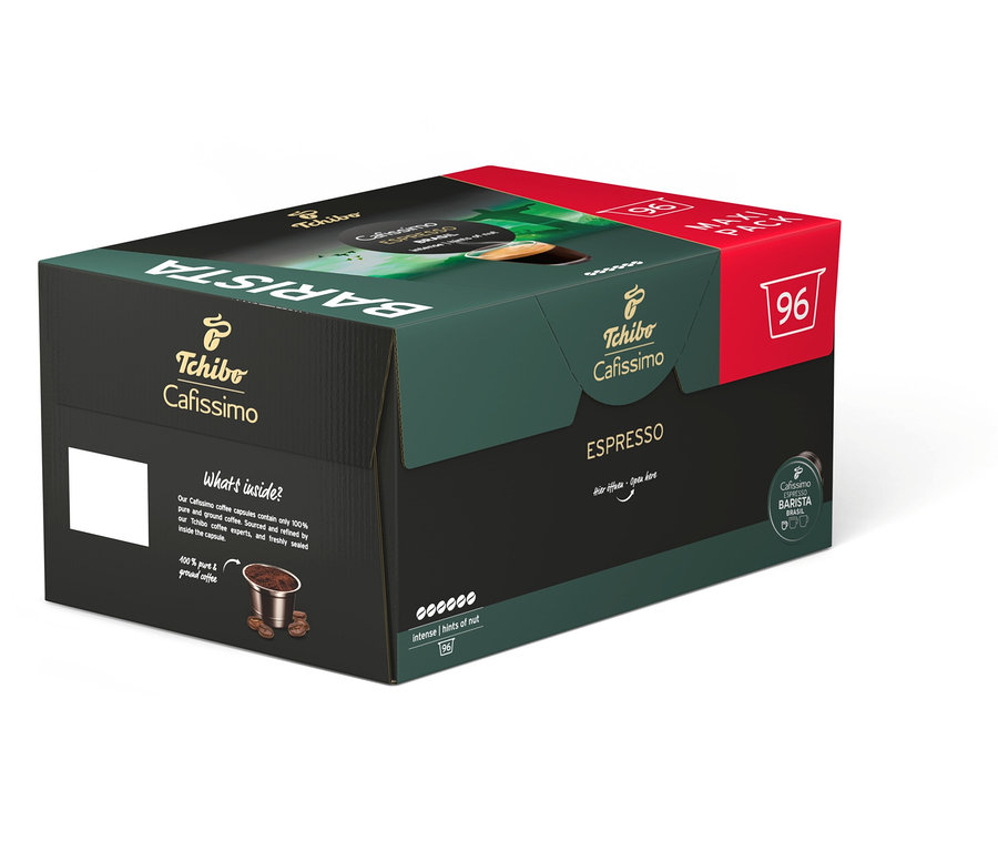 Balenie 96 kapsúl Tchibo Cafissimo Barista Espresso.