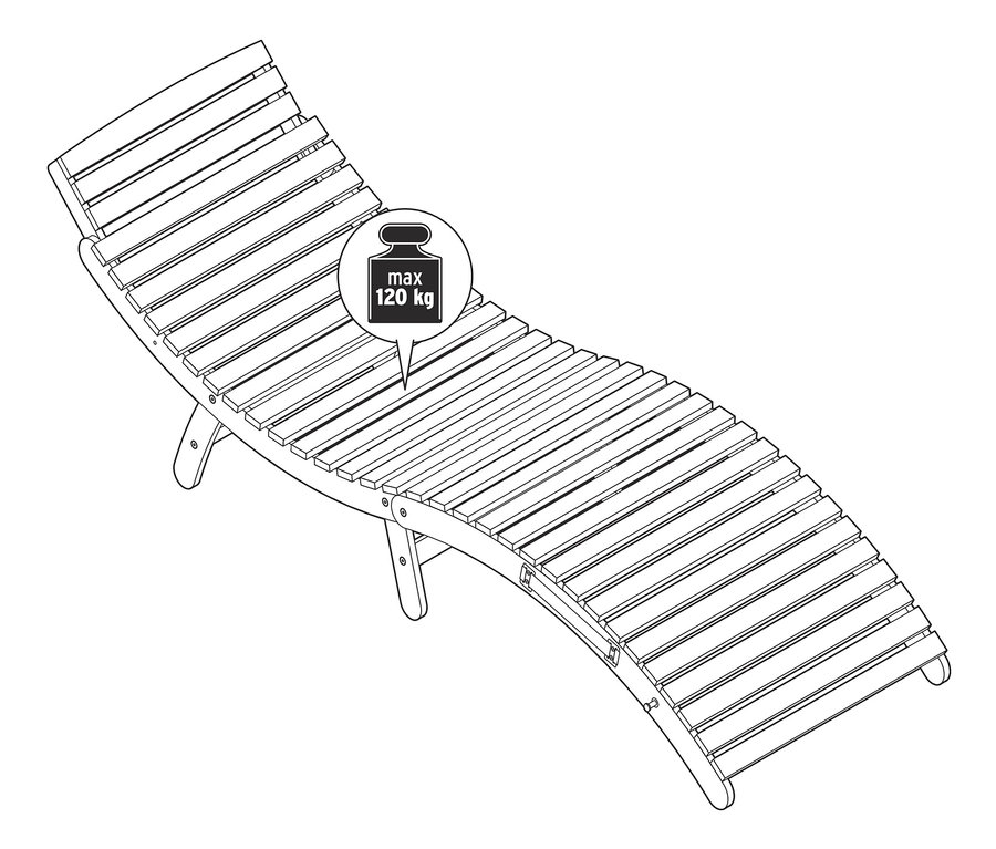 Ilustrácia skladacieho ležadla s vlnitým tvarom.
