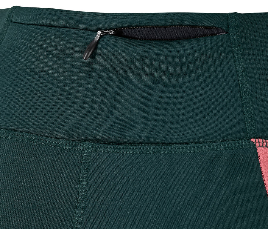 Detail extra hrejivých termo legín s vreckom na zips.
