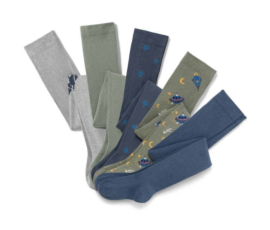 Rozložené bavlnené pančuchové nohavice, 5 ks, s motívom vesmíru.