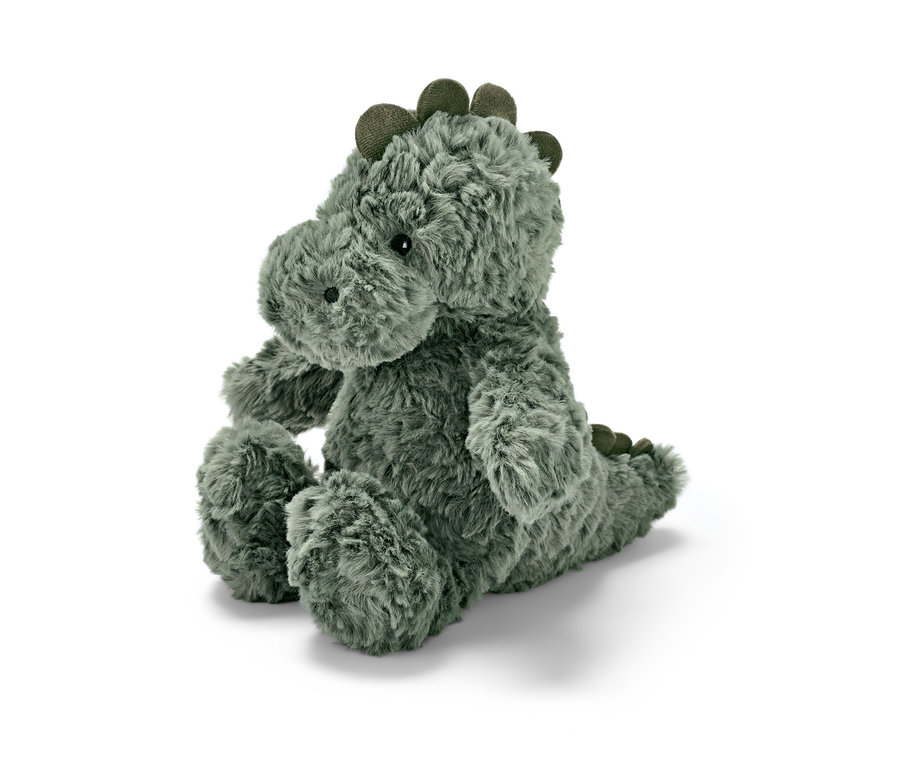 Plyšové zvieratko »Dino« sedí na bielom pozadí.