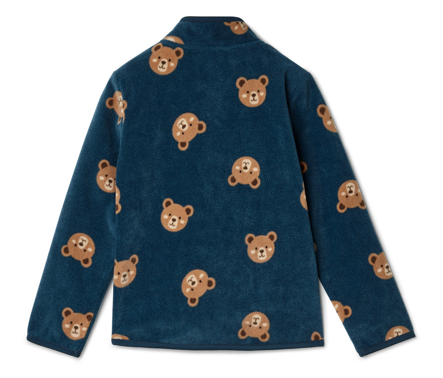 Tmavomodrá flísová mikina na zips s medvedíkmi.